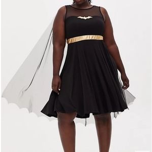 Torrid Batman Tank Dress with Mesh Cape
